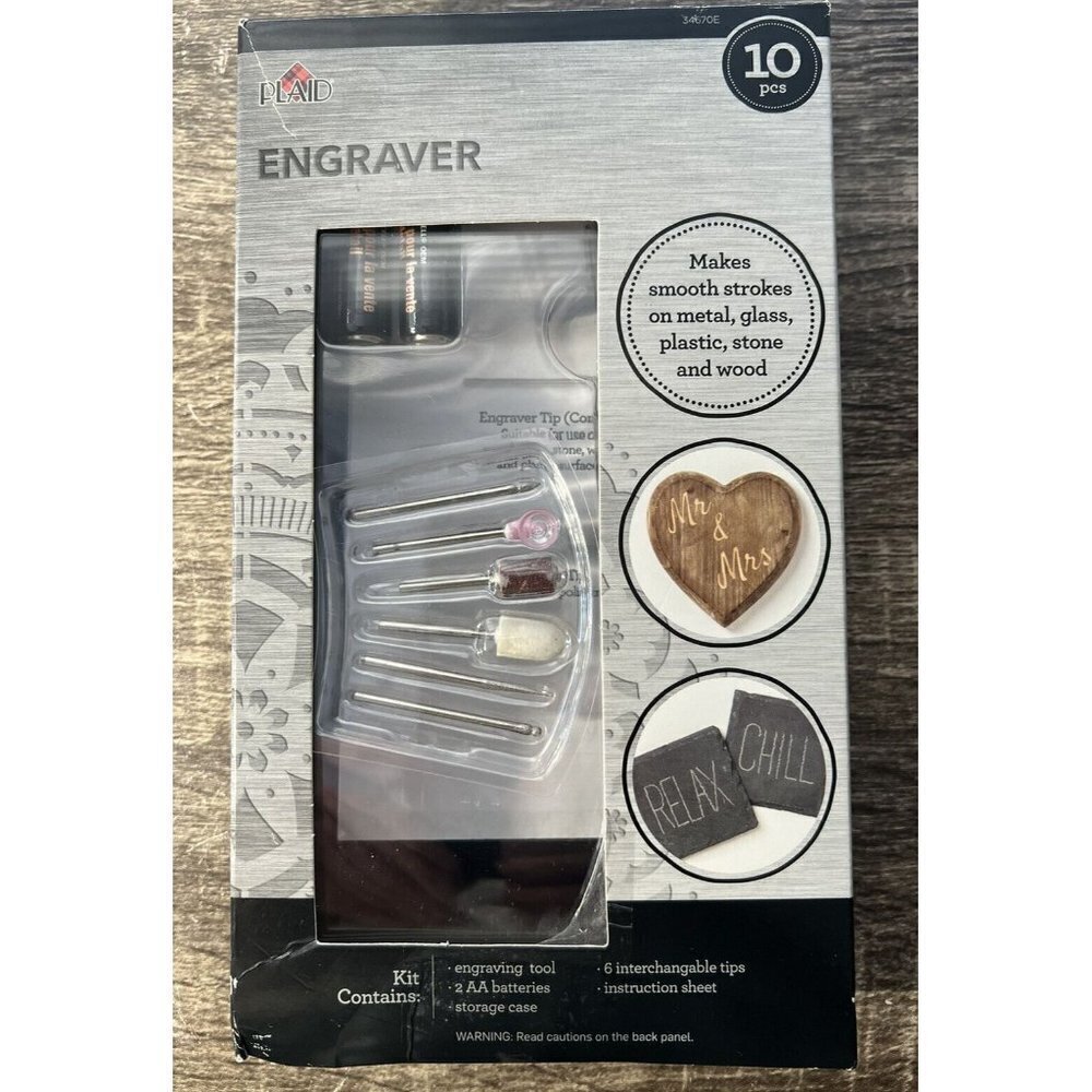 Plaid ENGRAVER TOOL KIT Makes Smooth Strokes on METAL GLASS PLASTIC STONE WOOD